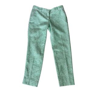 J. Crew Collection OOAK Green Metallic Silver Tweed Fringe Ankle Length Pants  2